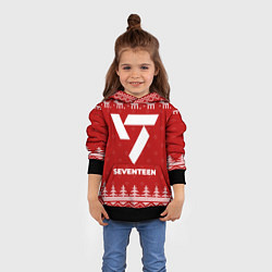 Толстовка-худи детская Новогодний Seventeen с оленями, цвет: 3D-черный — фото 2