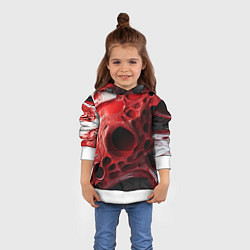 Толстовка-худи детская Красно-белая абстрактная структура, цвет: 3D-белый — фото 2