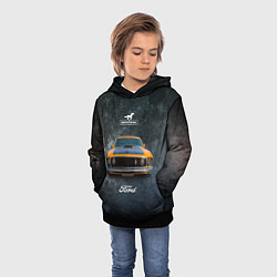 Толстовка-худи детская Спортивный американский автомобиль Ford Mustang, цвет: 3D-черный — фото 2
