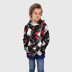Толстовка-худи детская Красно-белый паттерн на чёрном фоне, цвет: 3D-синий — фото 2