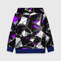 Толстовка-худи детская Фиолетово-белый паттерн на чёрном фоне, цвет: 3D-синий