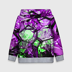 Детская толстовка Чёрно-зелёная абстракция на фиолетовом фоне