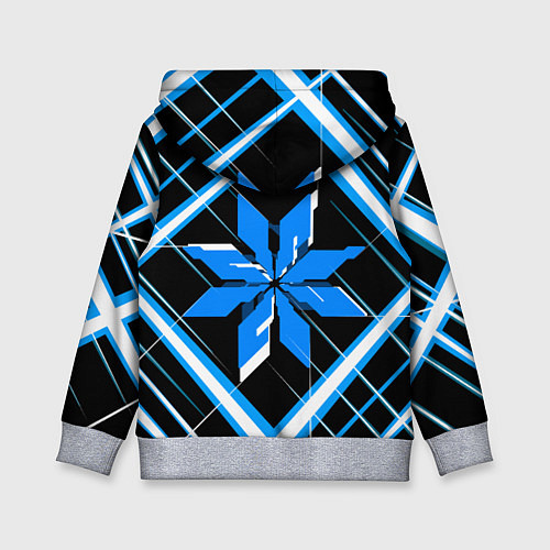Детская толстовка Сине-белая звезда и полосы на чёрном фоне / 3D-Меланж – фото 2
