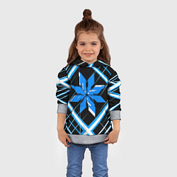 Толстовка-худи детская Сине-белая звезда и полосы на чёрном фоне, цвет: 3D-меланж — фото 2