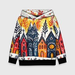 Детская толстовка Разноцветные новогодние дома
