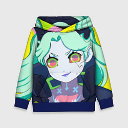 Толстовка-худи детская Ребекка - киберпанк, цвет: 3D-синий