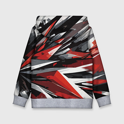 Детская толстовка Чёрно-красно-белая абстракция / 3D-Меланж – фото 2