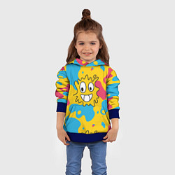 Толстовка-худи детская Абстрактный узор с забавной желтой кляксой, цвет: 3D-синий — фото 2