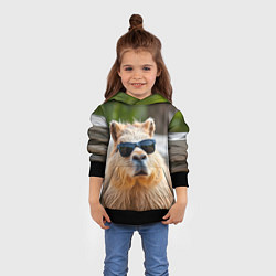 Толстовка-худи детская Модная капибара в темных очках, цвет: 3D-черный — фото 2