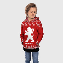 Толстовка-худи детская Новогодний Peugeot с оленями, цвет: 3D-черный — фото 2