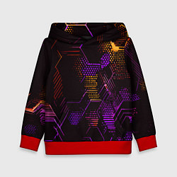 Детская толстовка Жёлто-фиолетовые точки и линии на чёрном фоне