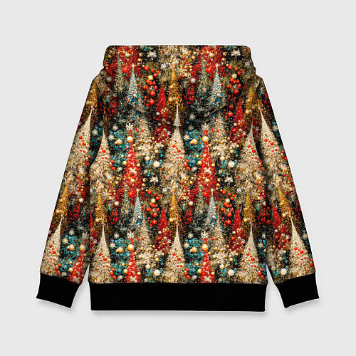 Детская толстовка Новогодний еловый лес / 3D-Черный – фото 2