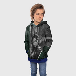 Толстовка-худи детская Азиатская девушка с зелёными глазами, цвет: 3D-синий — фото 2