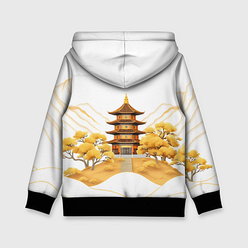 Детская толстовка Аппликация с японским пейзажем / 3D-Черный – фото 2