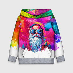 Толстовка-худи детская Дед мороз красочный хипстер, цвет: 3D-меланж