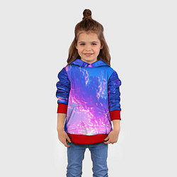 Толстовка-худи детская Розовые тучи на голубом небе киберпанк, цвет: 3D-красный — фото 2