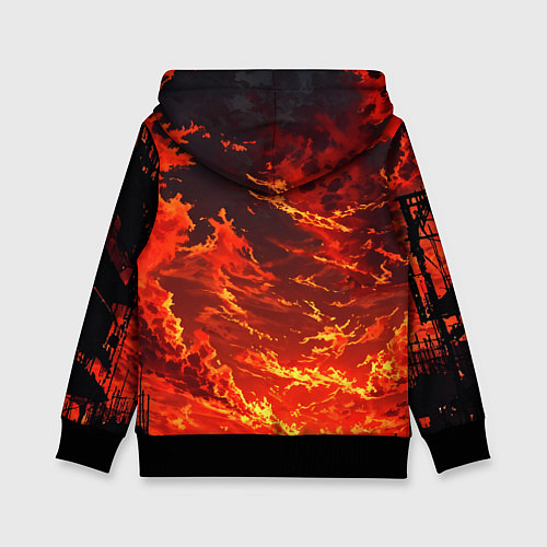 Детская толстовка Багровый огненный закат / 3D-Черный – фото 2