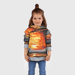 Толстовка-худи детская Багровый закат, цвет: 3D-меланж — фото 2