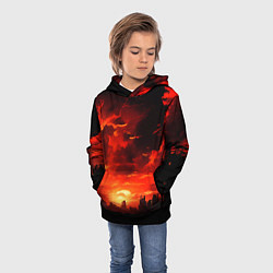 Толстовка-худи детская Багровый апокалиптический закат, цвет: 3D-черный — фото 2