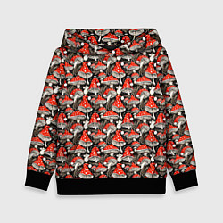 Детская толстовка Новогодние мухоморы колпаки