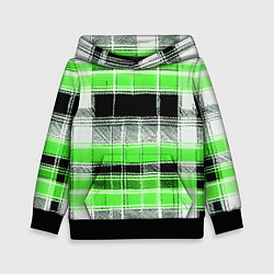 Детская толстовка Белые полосы на чёрно-зелёном фоне