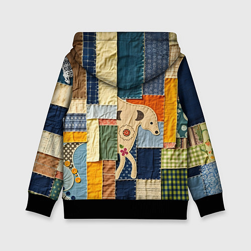 Детская толстовка Пэчворк с собакой / 3D-Черный – фото 2