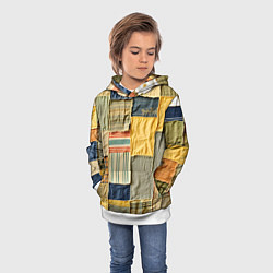 Толстовка-худи детская Пэчворк в желтых оттенках, цвет: 3D-белый — фото 2