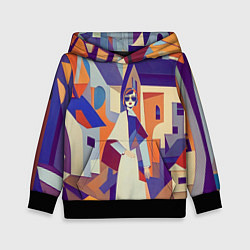 Толстовка-худи детская Кубизм абстрактный город, цвет: 3D-черный