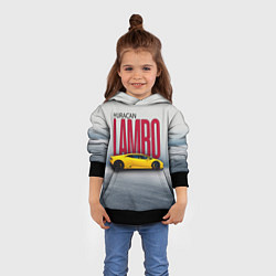 Толстовка-худи детская Итальянский гиперкар Lambo Huracan, цвет: 3D-черный — фото 2