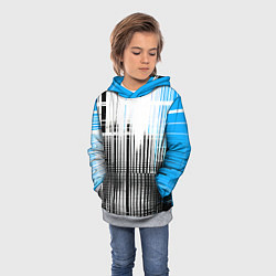 Толстовка-худи детская Сине-чёрный гранж на белом фоне, цвет: 3D-меланж — фото 2