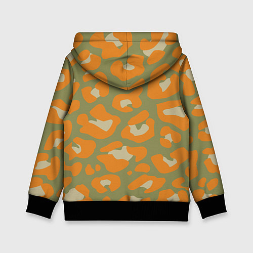 Детская толстовка Рыже-зеленый леопардовый / 3D-Черный – фото 2