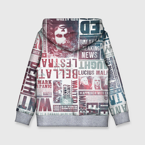 Детская толстовка Паттерн газеты - Гарри Поттер Сириус Блэк и Люциус / 3D-Меланж – фото 2