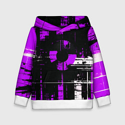 Детская толстовка Фиолетово-белый гранж на чёрном фоне