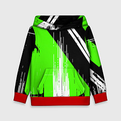 Детская толстовка Вертикальные чёрные линии на зелёно-белом фоне