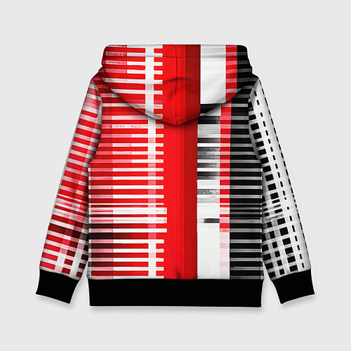 Детская толстовка Белые полосы на чёрно-красном фоне / 3D-Черный – фото 2