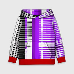 Детская толстовка Белые полосы на чёрно-фиолетовом фоне