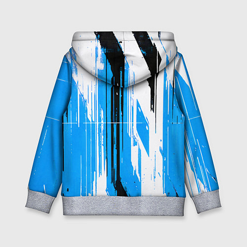Детская толстовка Вертикальные чёрно-белые линии на синем фоне / 3D-Меланж – фото 2