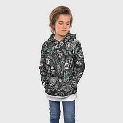 Толстовка-худи детская Самурай и черепа с масками, цвет: 3D-белый — фото 2