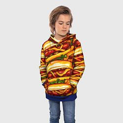 Толстовка-худи детская Хот-доги, цвет: 3D-синий — фото 2