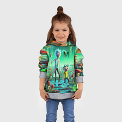 Толстовка-худи детская Рик и Морти изучают планету мухоморов - нейроарт ф, цвет: 3D-меланж — фото 2