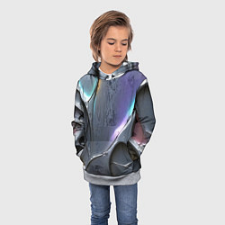 Толстовка-худи детская Полированный серебряный металл, цвет: 3D-меланж — фото 2