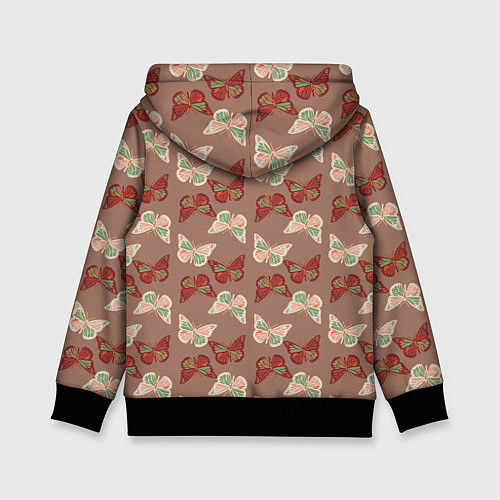 Детская толстовка Бабочки зелено-бежевые / 3D-Черный – фото 2