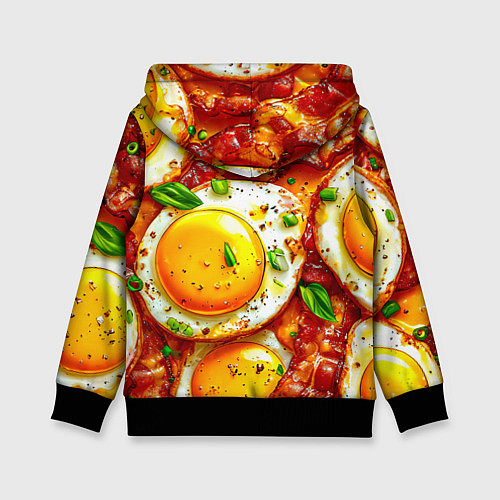 Детская толстовка Яичница с беконом / 3D-Черный – фото 2