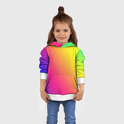 Толстовка-худи детская Градиент зелёно-фиолетовый насыщенный, цвет: 3D-белый — фото 2