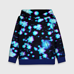 Детская толстовка Неоновые снежинки глитч