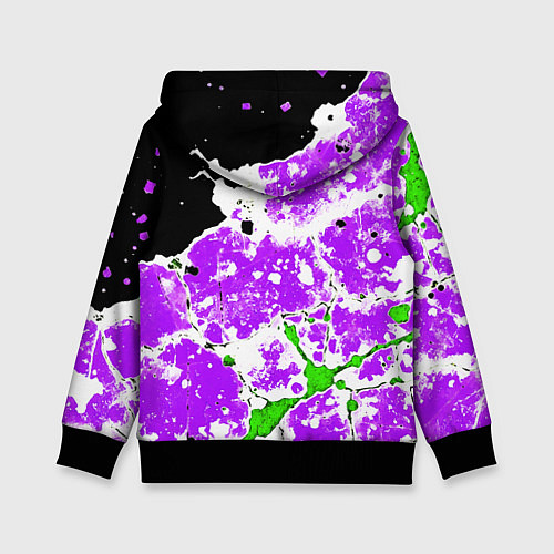 Детская толстовка Зелёно-фиолетовая абстракция на чёрном фоне / 3D-Черный – фото 2