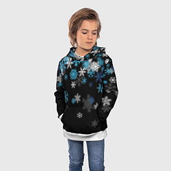 Толстовка-худи детская Снежинки объемные, цвет: 3D-белый — фото 2