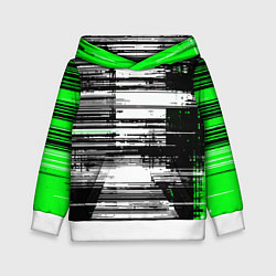 Детская толстовка Горизонтальные чёрные линии на бело-зелёном фоне