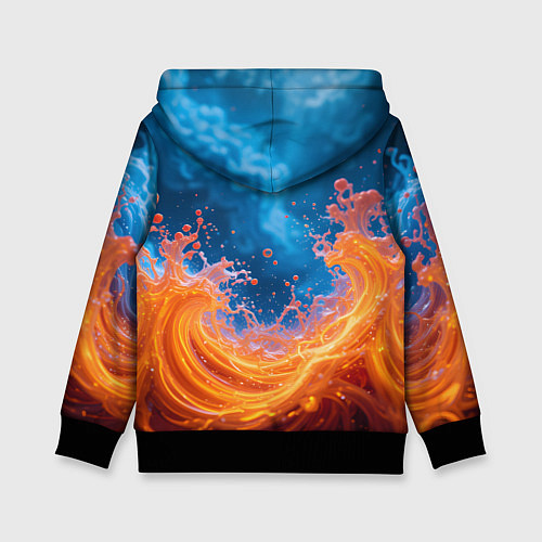 Детская толстовка Яркое пламя в воде / 3D-Черный – фото 2