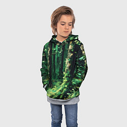 Толстовка-худи детская Зелёный летний лес, цвет: 3D-меланж — фото 2